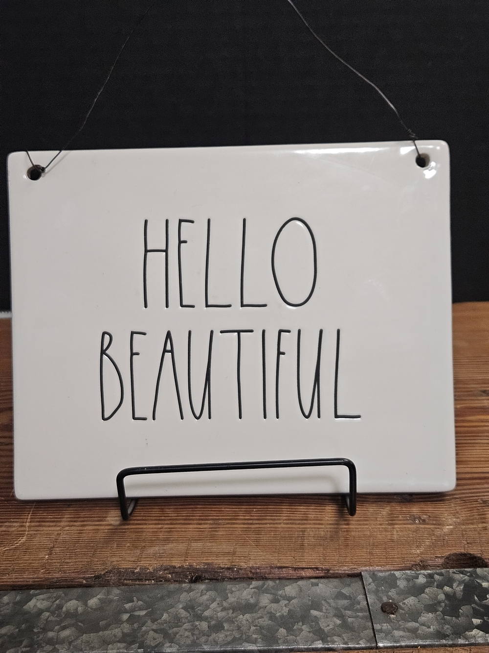 Rae Dunn Black Lettering Ceramic Sign / Trivet - White Background
